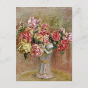 Pierre A Renoir   Roses in a Sevres vase Postcard