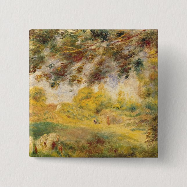 Pierre A Renoir | Spring Landscape 15 Cm Square Badge (Front)