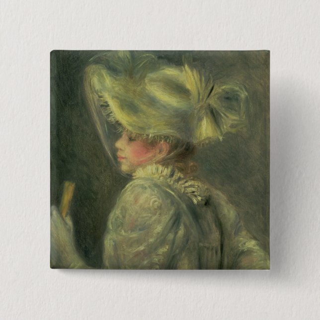Pierre A Renoir | The White Hat 15 Cm Square Badge (Front)
