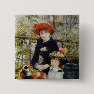 Pierre A Renoir Two Sisters, or On The Terrace 15 Cm Square Badge