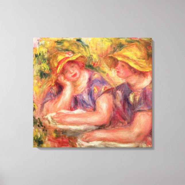 Pierre A Renoir | Two women in blue blouses Canvas Print (Front)