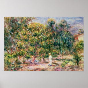 Pierre A Renoir Woman in Garden of Les Colettes Poster