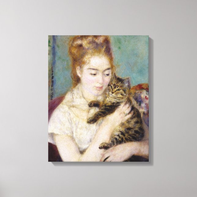 Pierre A Renoir | Woman with a Cat Canvas Print (Front)