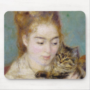 Pierre A Renoir   Woman with a Cat Mouse Mat