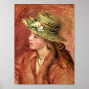 Pierre A Renoir   Young Girl in a Straw Hat Poster
