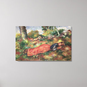 Pierre A Renoir Young Girl Sleeping on the Grass Canvas Print
