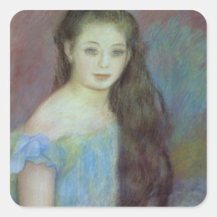 Pierre A Renoir   Young girl with blue eyes Square Sticker