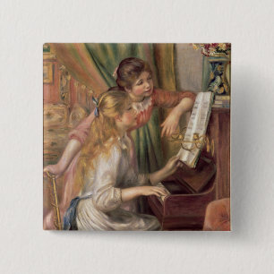 Pierre A Renoir Young Girls at the Piano 15 Cm Square Badge