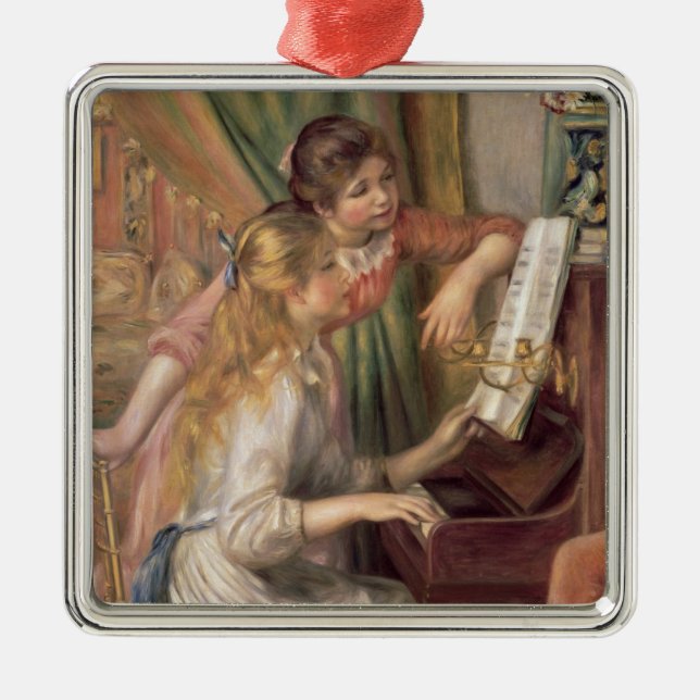 Pierre A Renoir | Young Girls at the Piano Metal Tree Decoration (Front)