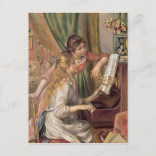 Pierre A Renoir   Young Girls at the Piano Postcard