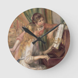 Pierre A Renoir Young Girls at the Piano Round Clock