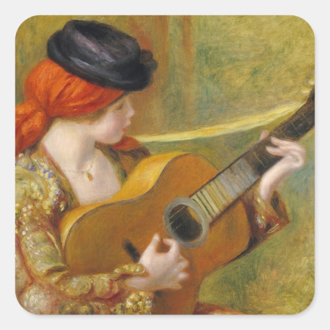 Pierre A Renoir | Young Spanish Woman w/ a Guitar Square Sticker (Front)