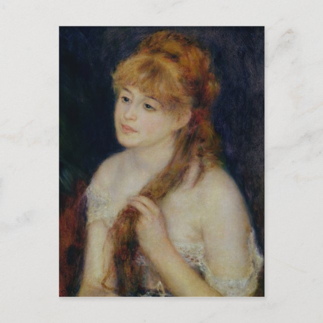 Pierre A Renoir | Young Woman Braiding her Hair Postcard (Front)