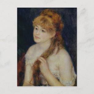 Pierre A Renoir   Young Woman Braiding her Hair Postcard