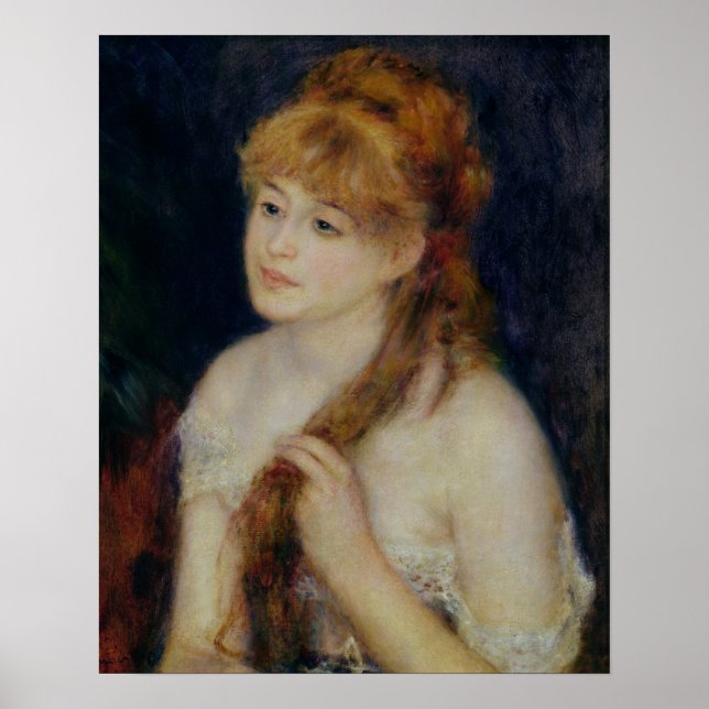 Pierre A Renoir | Young Woman Braiding her Hair Poster (Front)