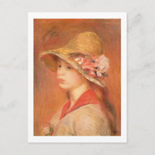 Pierre A Renoir   Young Woman in a Hat Postcard