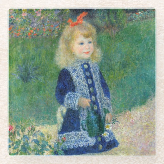 Pierre-Auguste Renoir - A Girl with a Watering Can Glass Coaster (Front)