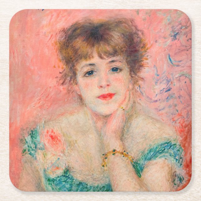 Pierre-Auguste Renoir - Actress Jeanne Samary Square Paper Coaster (Front)