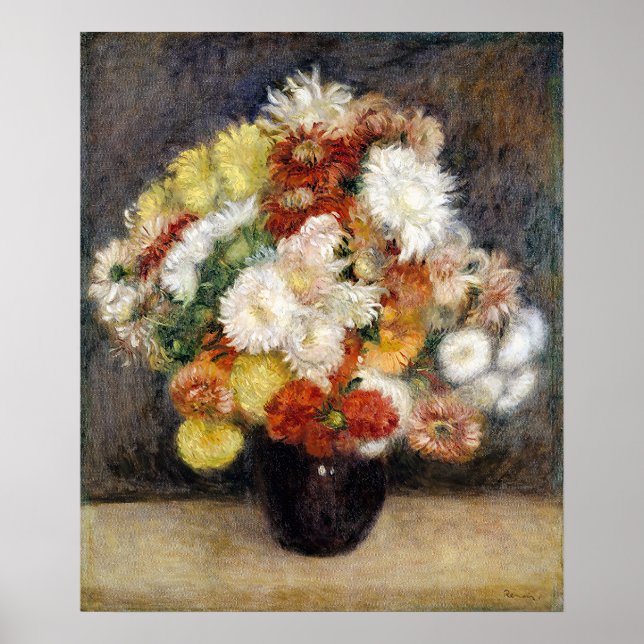 Pierre-Auguste Renoir Bouquet of Chrysanthemums  Poster (Front)