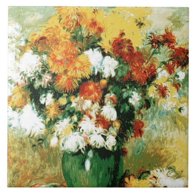 Pierre-Auguste Renoir Bouquet of Chrysanthemums Tile (Front)