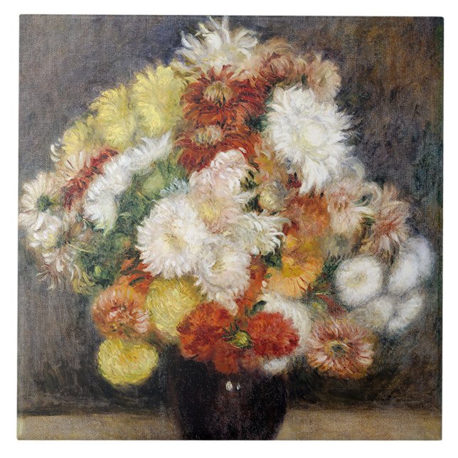 Pierre-Auguste Renoir Bouquet of Chrysanthemums    Tile (Front)