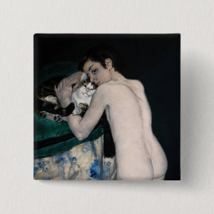 Pierre-Auguste Renoir - Boy with a Cat 15 Cm Square Badge