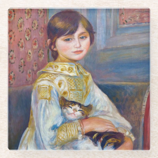Pierre-Auguste Renoir - Child with Cat Glass Coaster (Front)