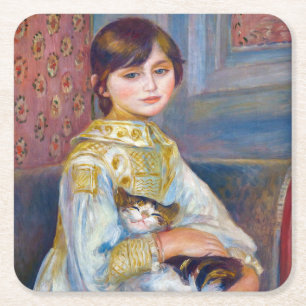 Pierre-Auguste Renoir - Child with Cat Square Paper Coaster