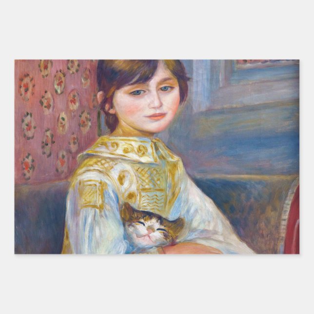 Pierre-Auguste Renoir - Child with Cat Wrapping Paper Sheet (Front)