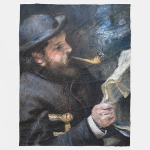 Pierre-Auguste Renoir - Claude Monet Reading Fleece Blanket