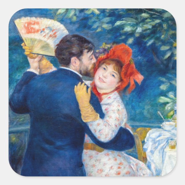 Pierre-Auguste Renoir - Country Dance Square Sticker (Front)