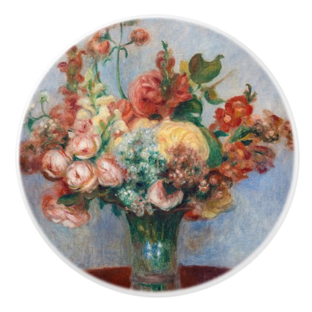 Pierre-Auguste Renoir - Flowers in a Vase Ceramic Knob (Front)