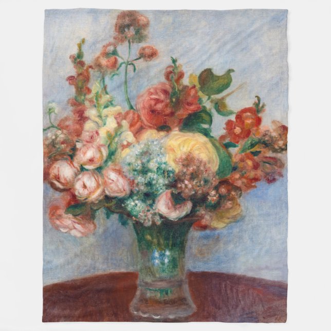 Pierre-Auguste Renoir - Flowers in a Vase Fleece Blanket (Front)