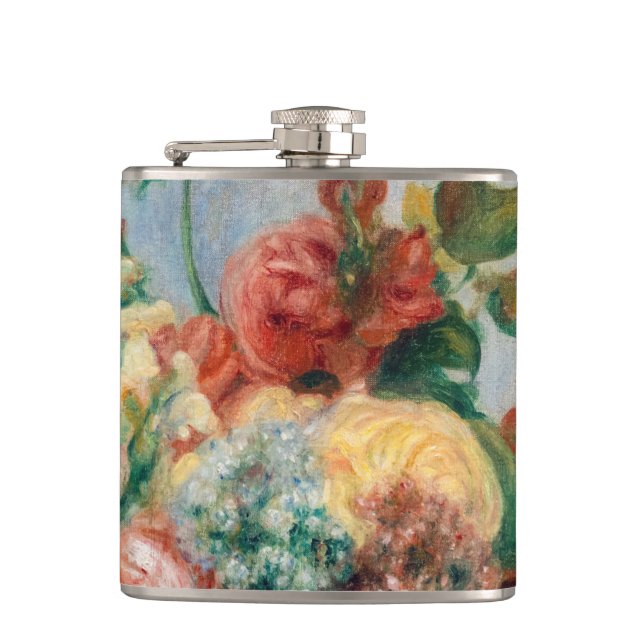 Pierre-Auguste Renoir - Flowers in a Vase Hip Flask (Front)