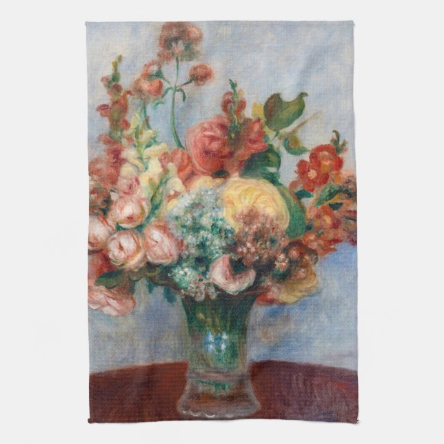 Pierre-Auguste Renoir - Flowers in a Vase Tea Towel (Vertical)