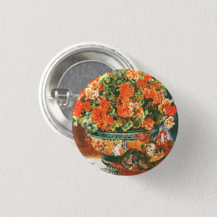 Pierre-Auguste Renoir Geraniums And Cats    3 Cm Round Badge