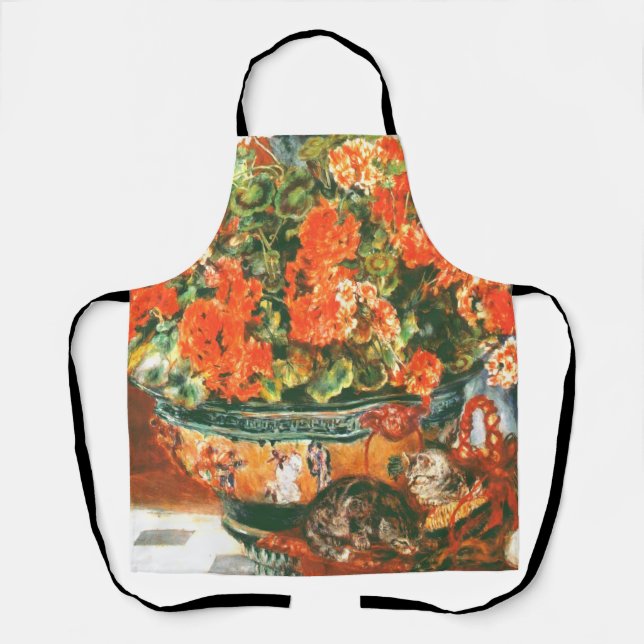 Pierre-Auguste Renoir Geraniums And Cats     Apron (Front)