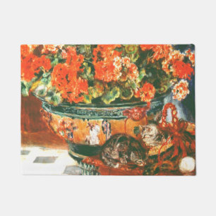 Pierre-Auguste Renoir Geraniums And Cats Doormat