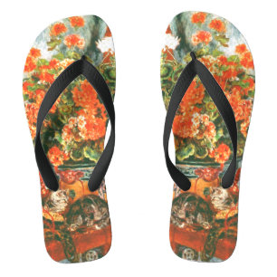 Pierre-Auguste Renoir Geraniums And Cats     Flip Flops