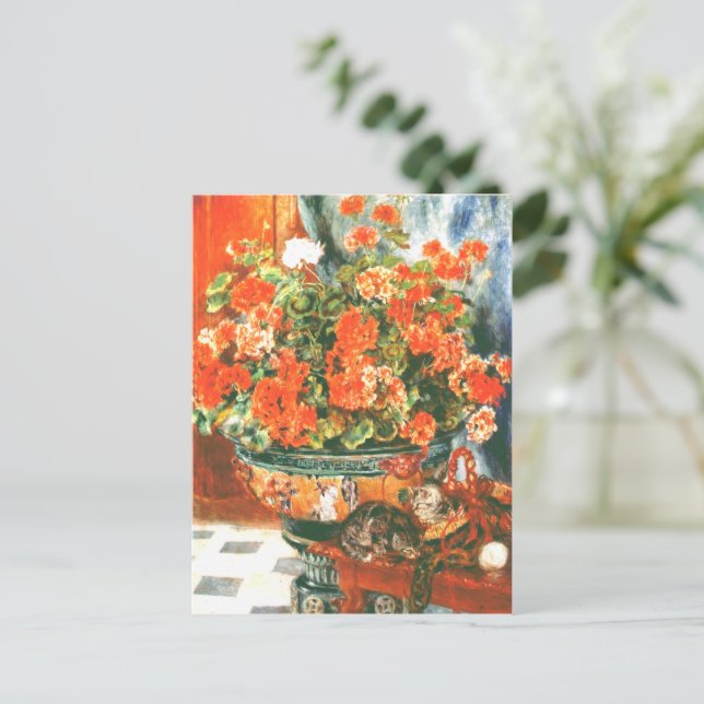 Pierre-Auguste Renoir Geraniums And Cats   Postcard (Standing Front)