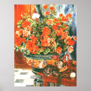 Pierre-Auguste Renoir Geraniums And Cats Poster