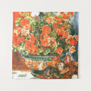 Pierre-Auguste Renoir Geraniums And Cats   Tapestry