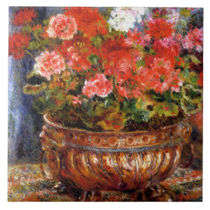 Pierre-Auguste Renoir Geraniums in a Copper Basin Tile