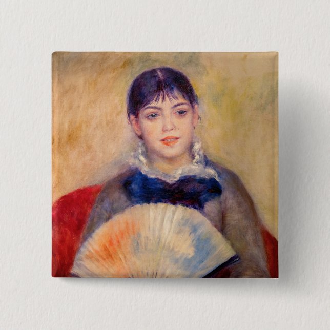 Pierre-Auguste Renoir - Girl with a Fan 15 Cm Square Badge (Front)