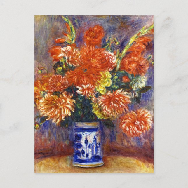 Pierre Auguste Renoir Gladiolas and Dahlias Postcard (Front)