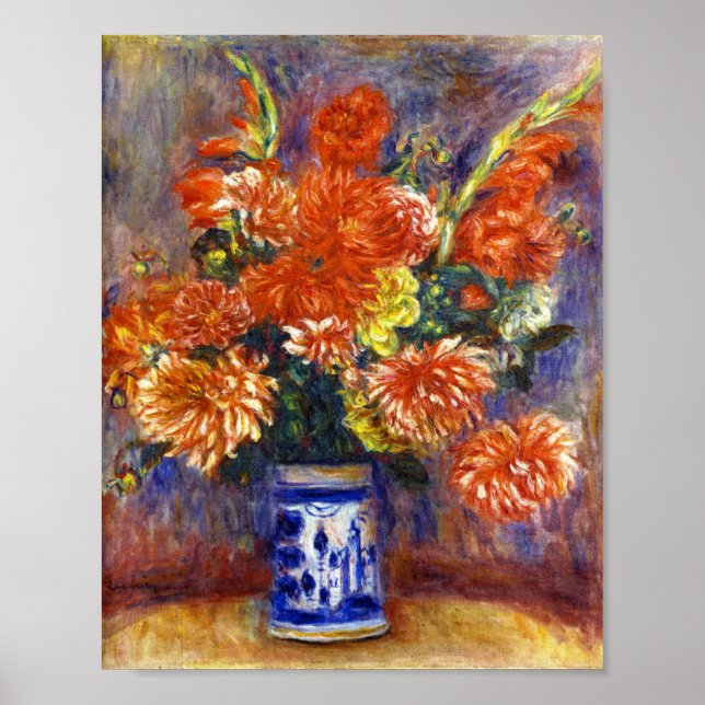 Pierre Auguste Renoir Gladiolas and Dahlias Poster (Front)