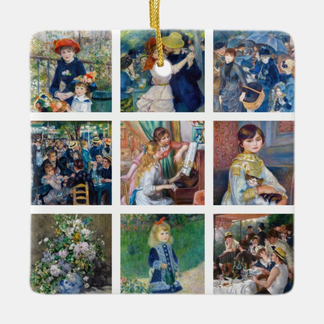 Pierre-Auguste Renoir - Masterpieces Grid Collage Ceramic Ornament (Front)
