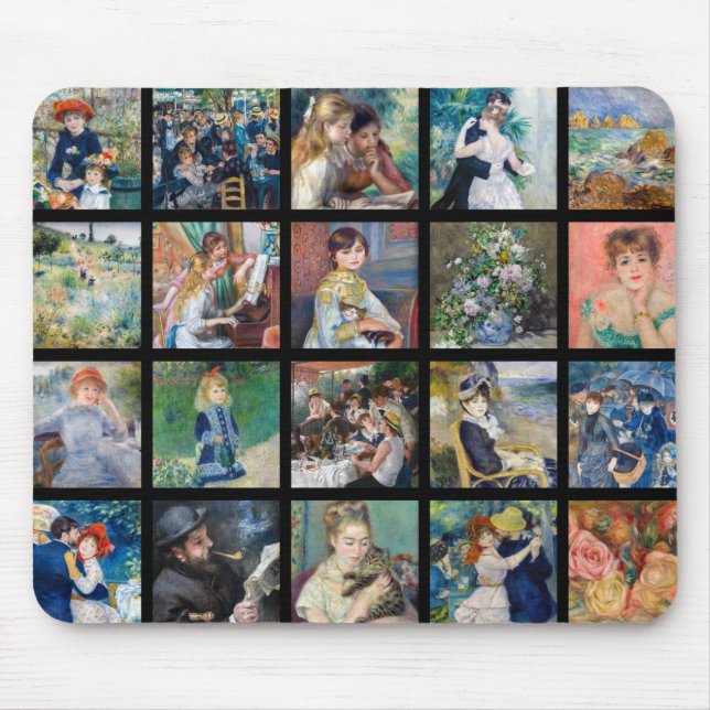 Pierre-Auguste Renoir - Masterpieces Grid Collage Mouse Mat (Front)