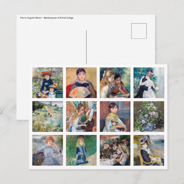 Pierre-Auguste Renoir - Masterpieces Grid Collage Postcard (Front/Back)