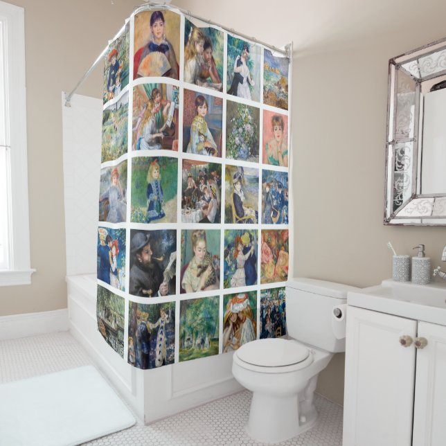Pierre-Auguste Renoir - Masterpieces Grid Collage Shower Curtain (In Situ)